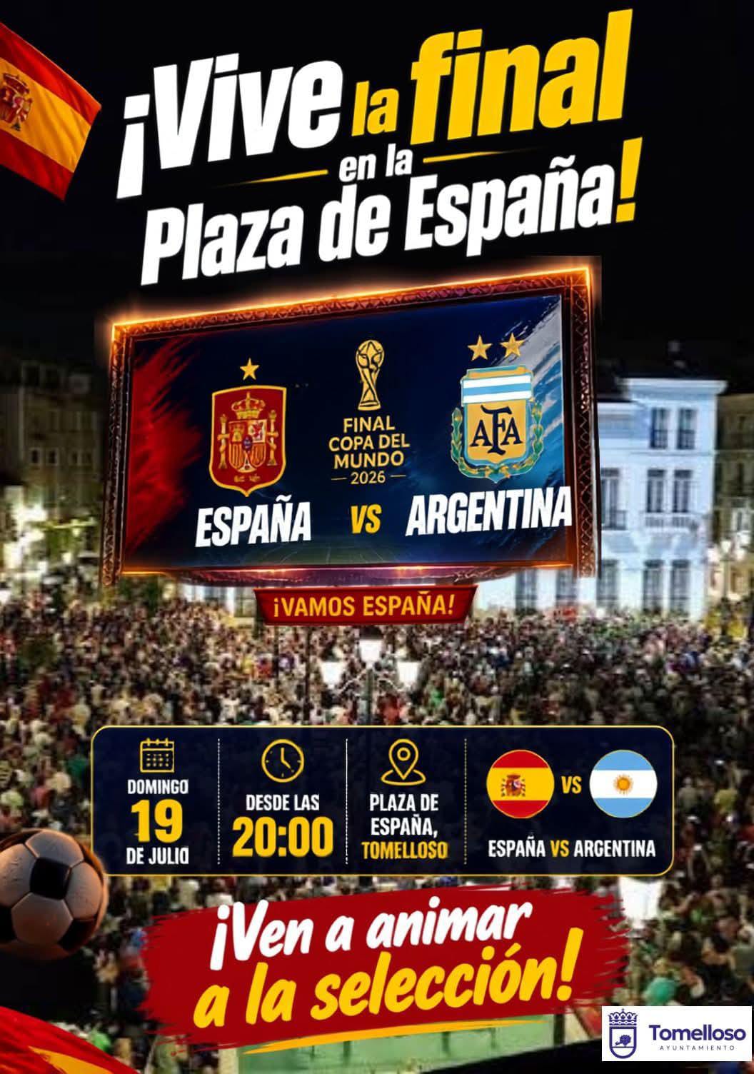 Tomelloso instalará una pantalla gigante para vivir la final del Mundial entre España y Argentina