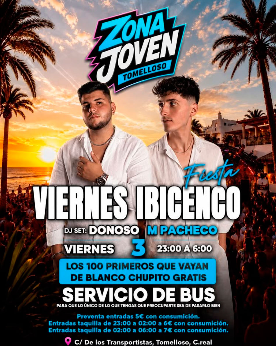 Tomelloso se viste de blanco este viernes con una Fiesta Ibicenca en Zona Joven