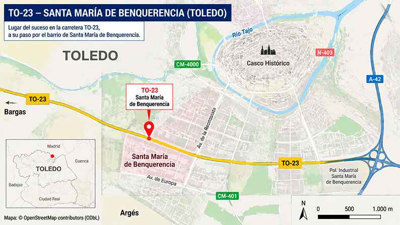 Muere un hombre en Toledo tras sufrir una enfermedad mientras conducía por la vía pública