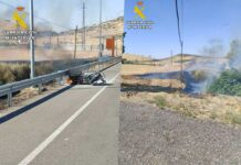 La Guardia Civil salva la vida a un motorista que ardía tras incendiarse su motocicleta en Almuradiel La Guardia Civil salva la vida a un motorista que ardía tras incendiarse su motocicleta en Almuradiel