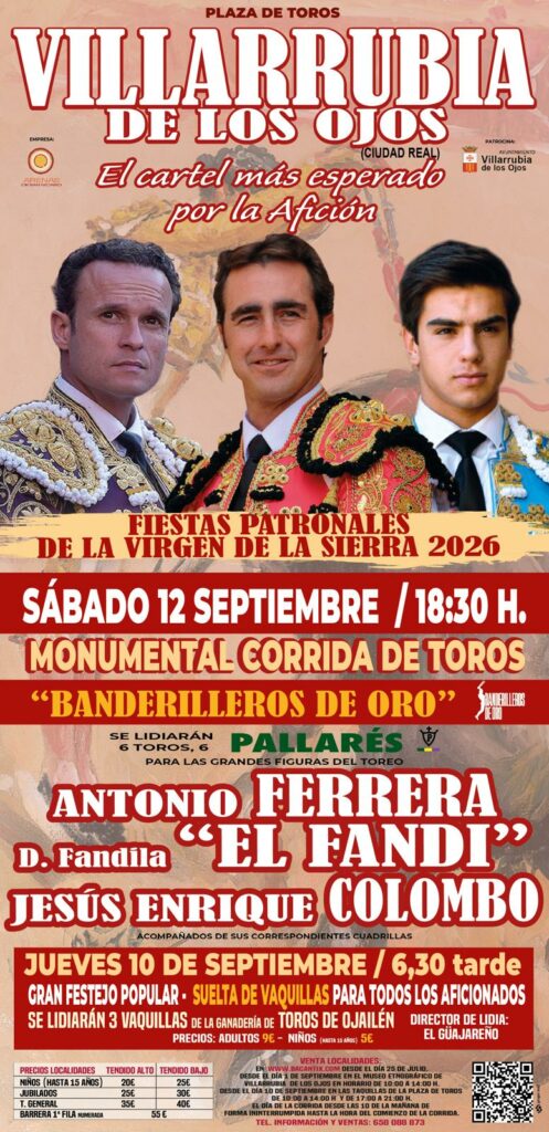 Antonio Ferrera, «El Fandi» y Jesús Enrique Colombo protagonizarán la gran corrida de Villarrubia de los Ojos 1 carteltaurinovillarrubia
