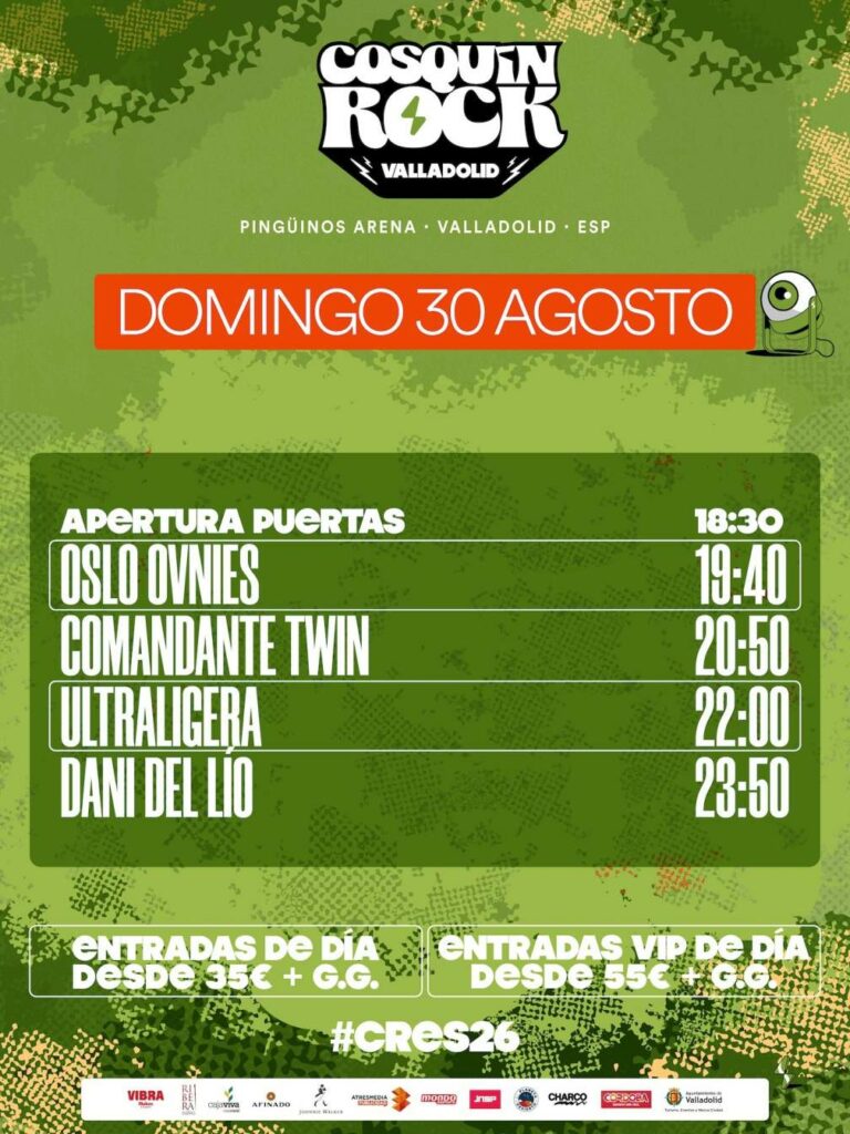 Cosquín Rock Valladolid 2026 desvela sus horarios y suma tres nuevas incorporaciones al cartel 3 cosquinrockvalladolid 3