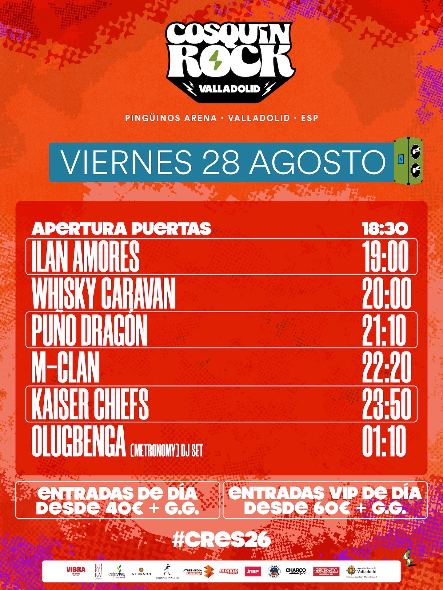 Cosquín Rock Valladolid 2026 desvela sus horarios y suma tres nuevas incorporaciones al cartel