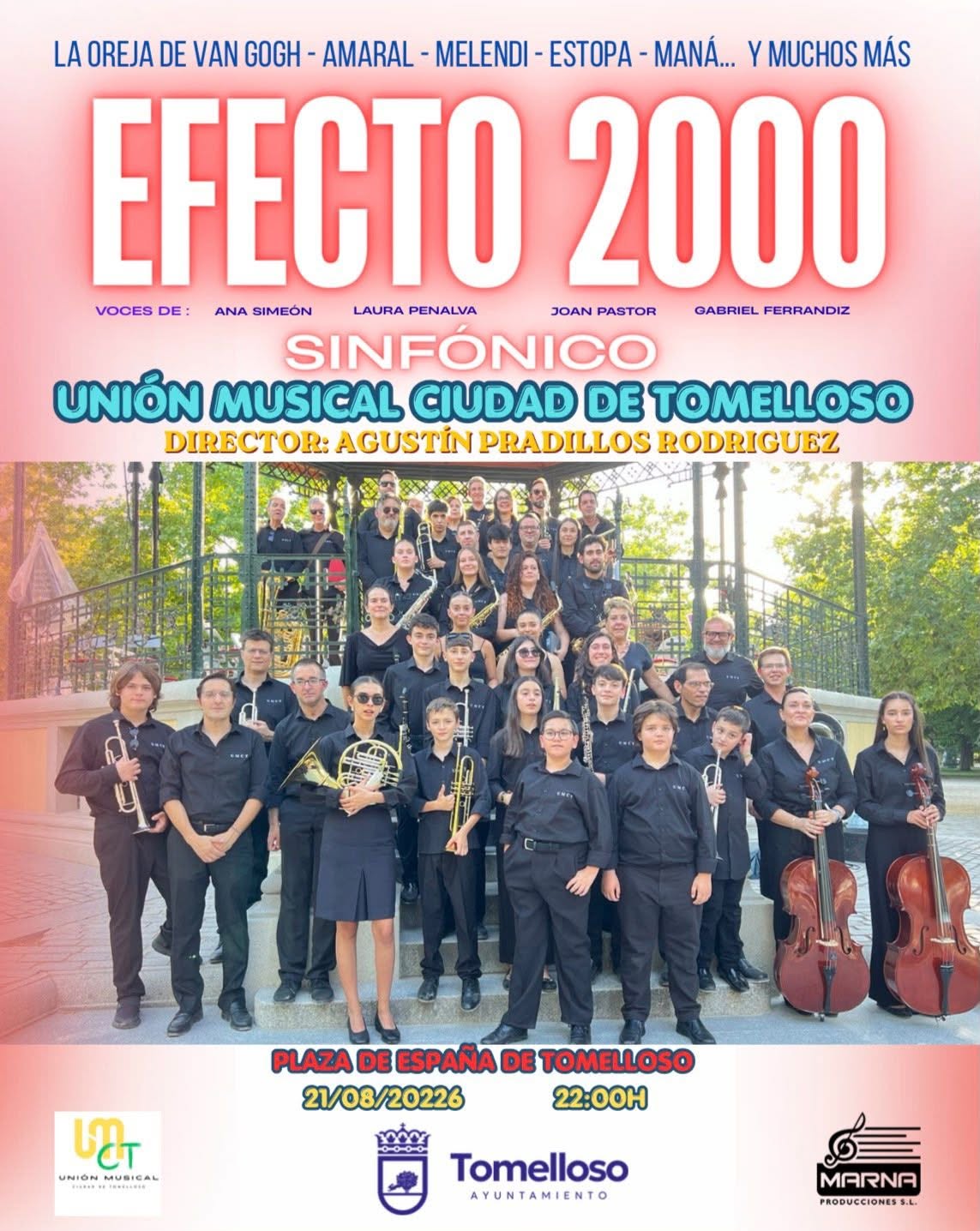 Tomelloso vuelve a los grandes éxitos de los 2000 con un espectacular concierto sinfónico en la Plaza de España