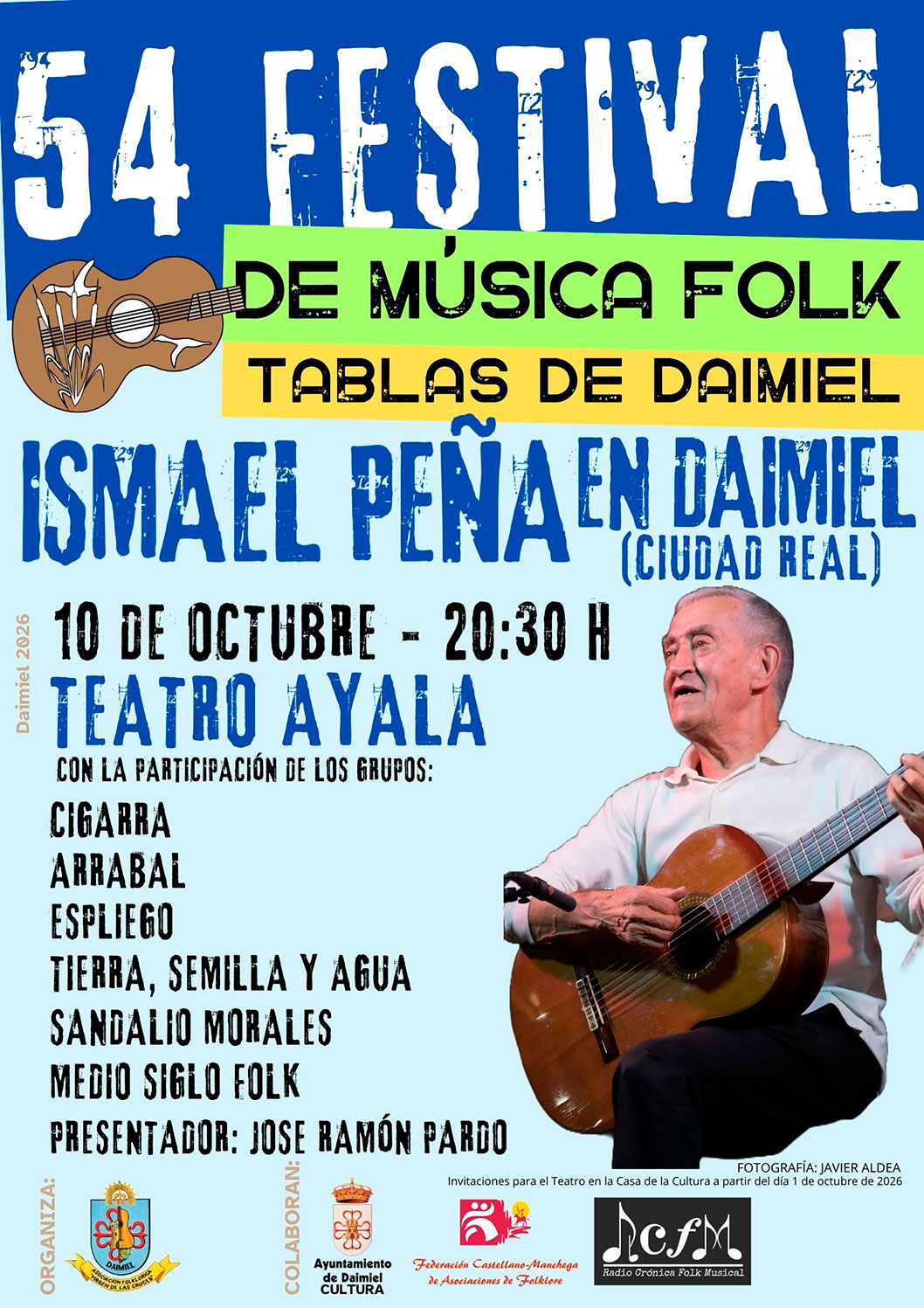 El Festival Folk “Tablas de Daimiel” celebrará su 54 edición con un homenaje al cantautor Ismael Peña