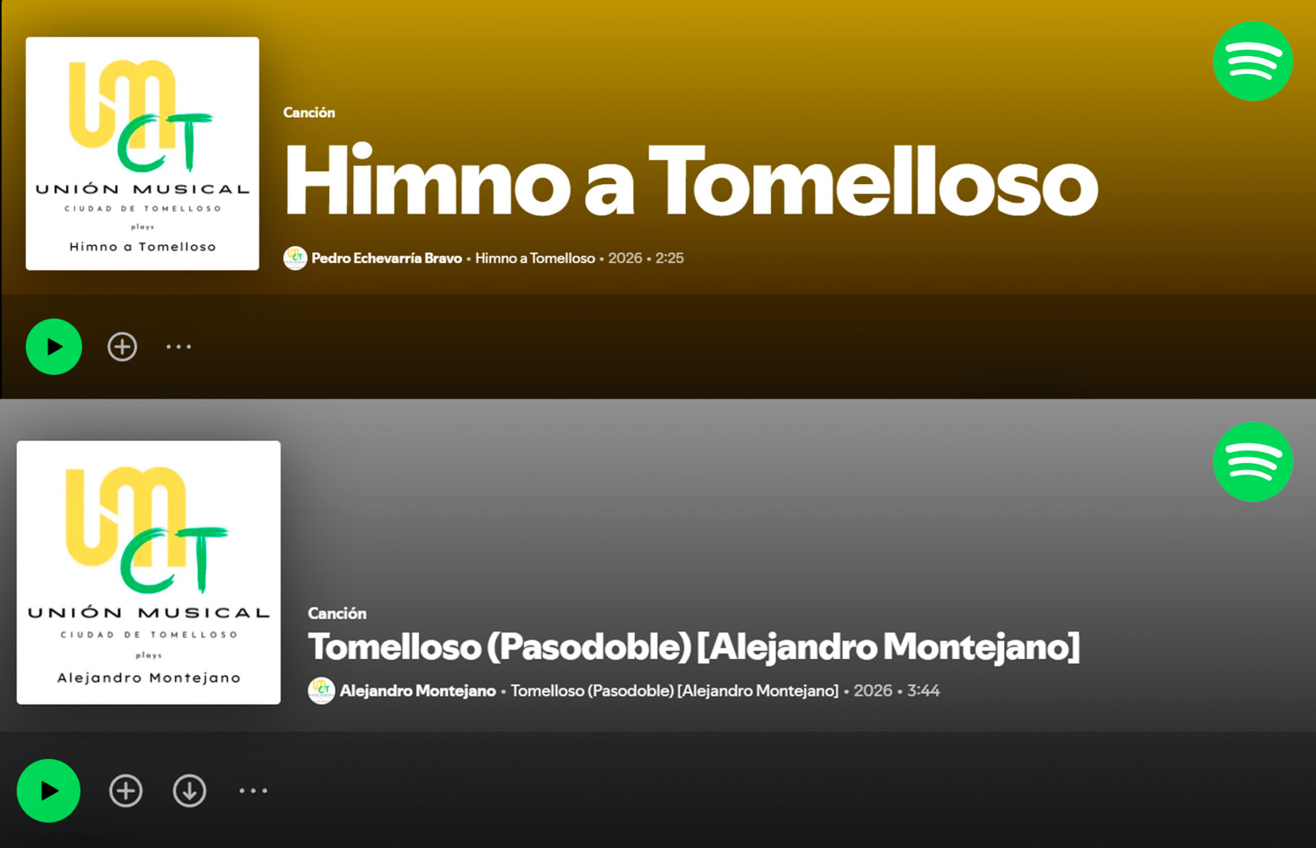 La Unión Musical Ciudad de Tomelloso lleva el Himno a Tomelloso y el pasodoble de Alejandro Montejano a las principales plataformas digitales