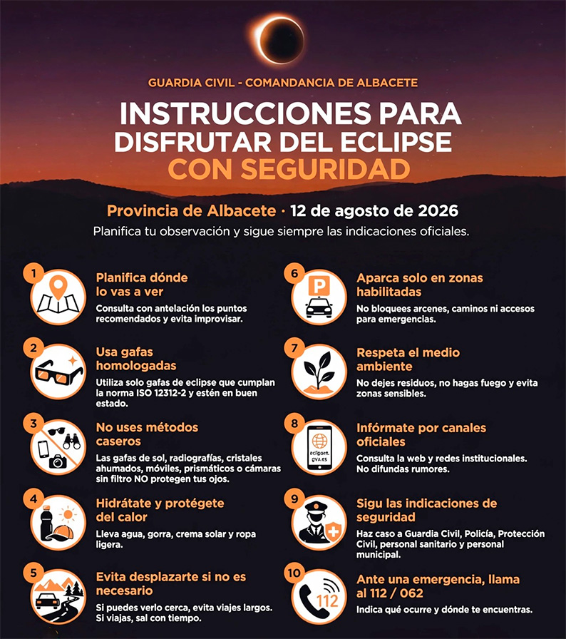 La Guardia Civil activa un dispositivo nacional con 24.000 agentes para garantizar la seguridad durante el eclipse solar 1 La Guardia Civil activa un dispositivo nacional con 24.000 agentes para garantizar la seguridad durante el eclipse solar