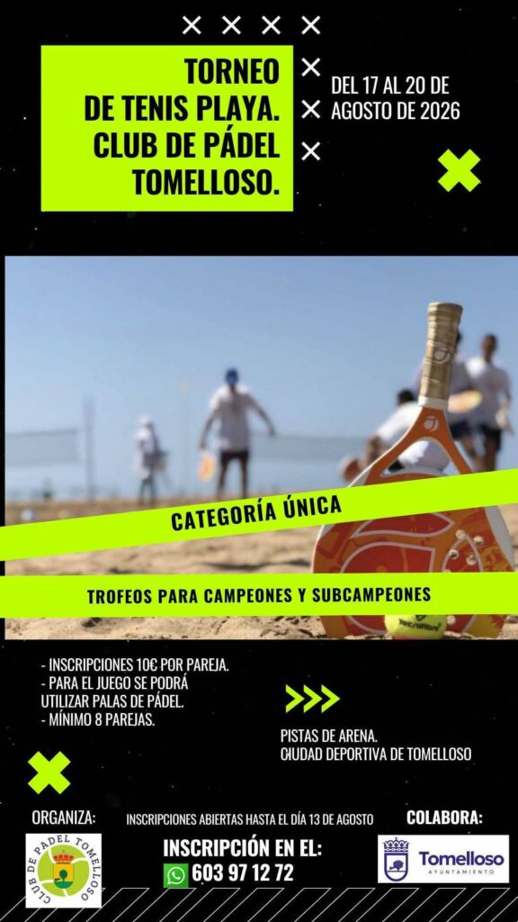 Tomelloso acogerá un torneo de tenis playa del 17 al 20 de agosto en la Ciudad Deportiva 1 padeltomelloso tenis