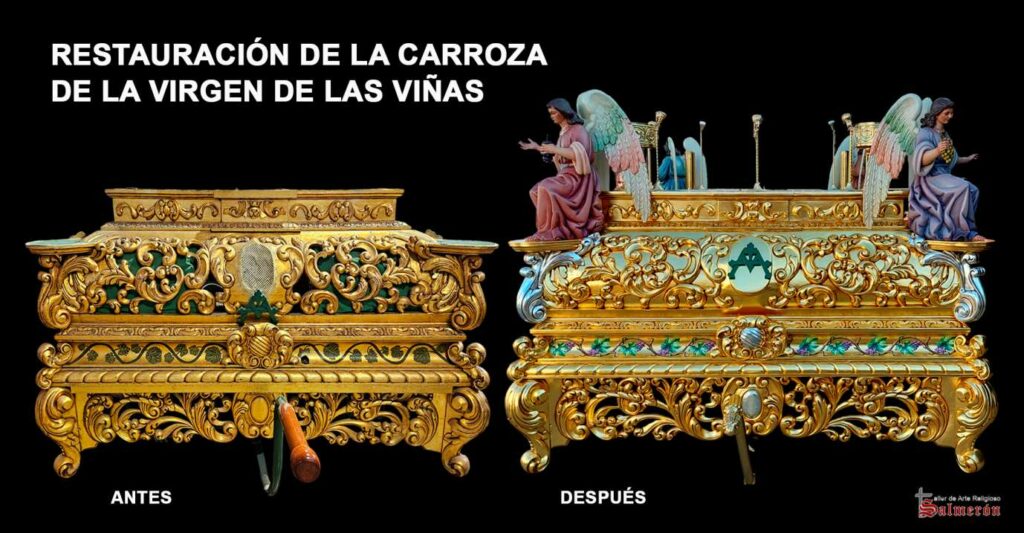 Así fue el proceso de restauración integral de la carroza de la Virgen de las Viñas de Tomelloso 7 restauracion carroza virgen vinas