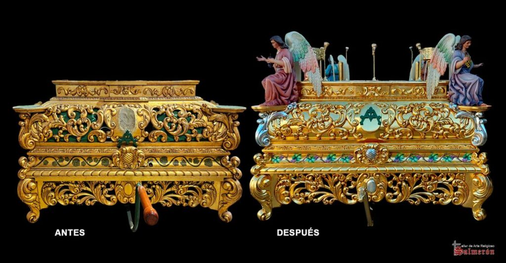 Así fue el proceso de restauración integral de la carroza de la Virgen de las Viñas de Tomelloso 3 restauracion carroza virgen vinas 2