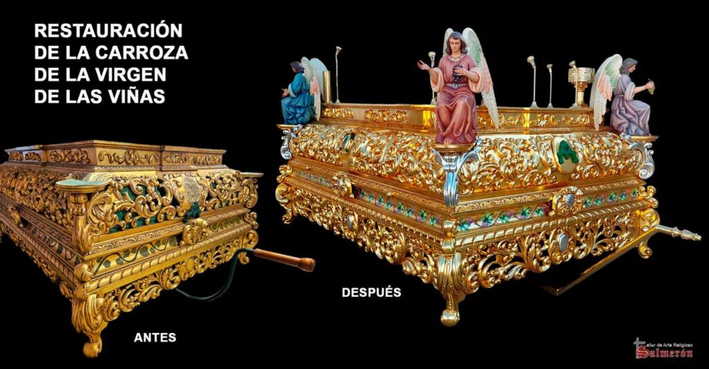 Así fue el proceso de restauración integral de la carroza de la Virgen de las Viñas de Tomelloso 4 restauracion carroza virgen vinas 3
