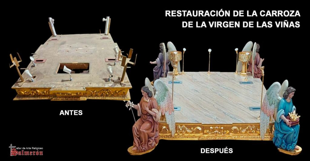 Así fue el proceso de restauración integral de la carroza de la Virgen de las Viñas de Tomelloso 1 restauracion carroza virgen vinas 4