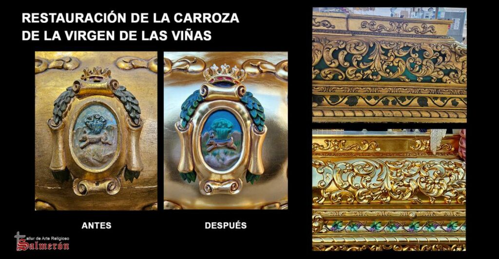 Así fue el proceso de restauración integral de la carroza de la Virgen de las Viñas de Tomelloso 5 restauracion carroza virgen vinas 5