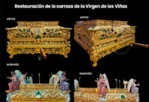 Así fue el proceso de restauración integral de la carroza de la Virgen de las Viñas de Tomelloso Así fue el proceso de restauración integral de la carroza de la Virgen de las Viñas de Tomelloso