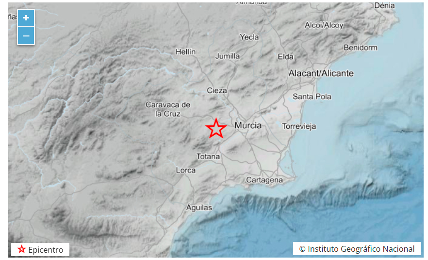 Un terremoto de magnitud 3,9 sacude la Región de Murcia con epicentro en Pliego