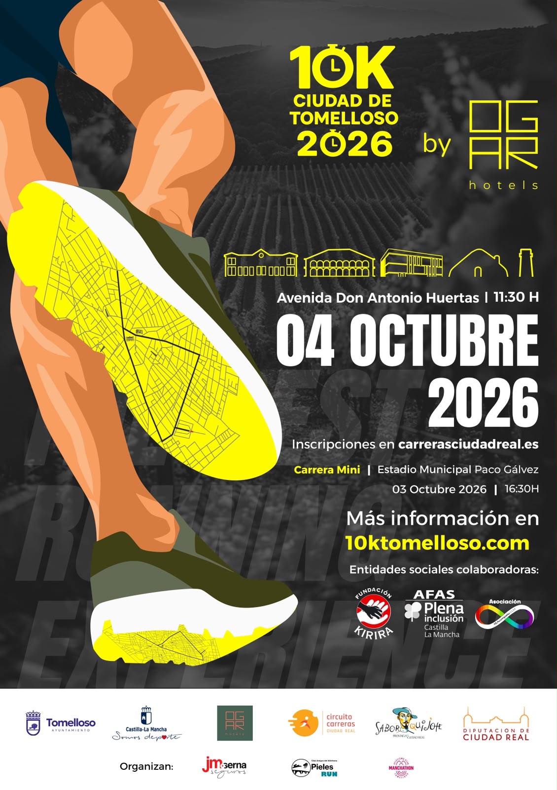 Tomelloso presenta el cartel de la “10K Ciudad de Tomelloso 2026 by Ogar Hotels”, una de las grandes citas del atletismo en Castilla-La Mancha