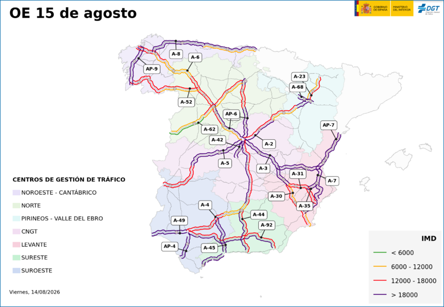5,6 millones de desplazamientos previstos para la operación especial de tráfico del 15 de agosto 2 traficodgt 2
