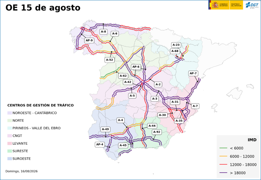 5,6 millones de desplazamientos previstos para la operación especial de tráfico del 15 de agosto 4 traficodgt 4