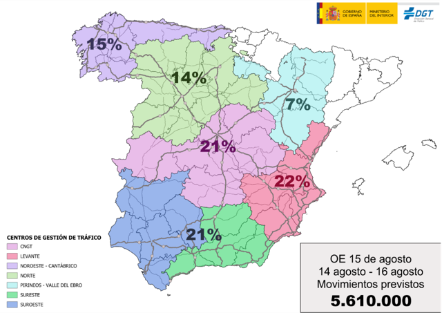 5,6 millones de desplazamientos previstos para la operación especial de tráfico del 15 de agosto 1 traficodgt