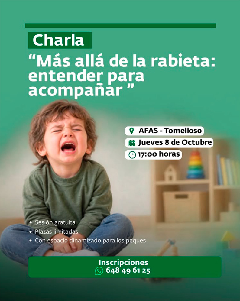 AFAS Tomelloso organiza una charla para ayudar a las familias a comprender y acompañar las rabietas infantiles
