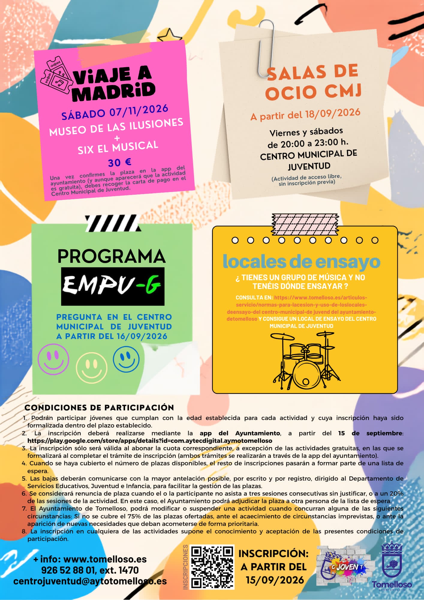 Tomelloso presenta una nueva programación juvenil con teatro, telas aéreas, pintura, emociones y deporte como protagonistas 2 Juventud oferta la nueva programación de invierno para el Centro Joven