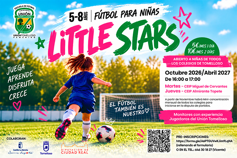 El Unión Tomelloso impulsa Little Stars, una nueva actividad de fútbol para niñas de 5 a 8 años