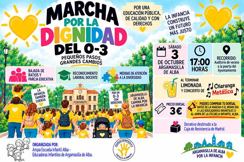 Argamasilla de Alba saldrá a la calle por la dignidad del 0-3: marcha para exigir mejoras en la educación infantil