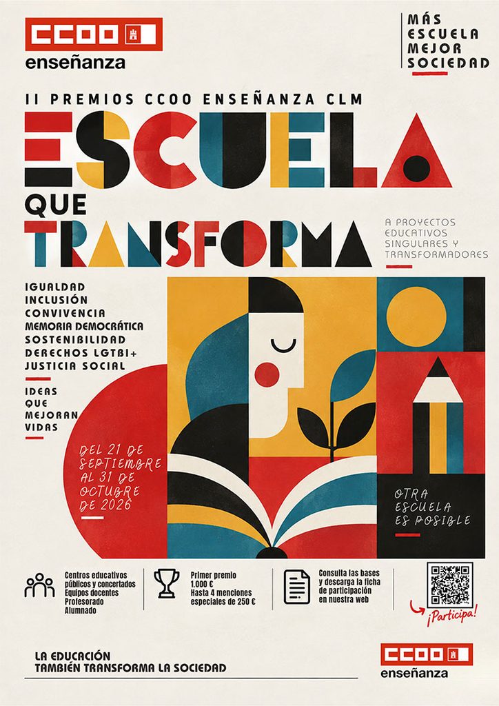 CCOO Enseñanza CLM convoca la II edición de los Premios «Escuela que transforma» 1 premiosescuelaccoo 3 1