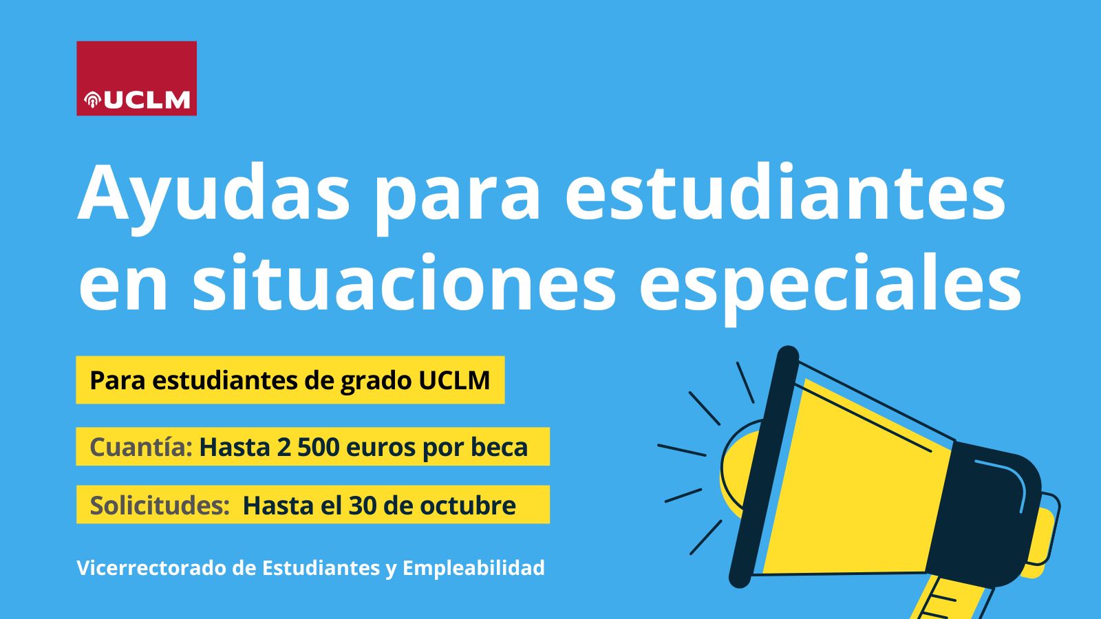 Hasta 2.500 euros para estudiantes de la UCLM con dificultades económicas: quedan once días para solicitar la ayuda