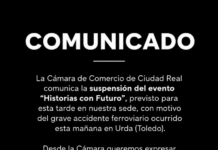 La Cámara de Comercio de Ciudad Real muestra su pesar por el accidente ferroviario de Urda y suspende su actividad prevista para esta tarde La Cámara de Comercio de Ciudad Real muestra su pesar por el accidente ferroviario de Urda y suspende su actividad prevista para esta tarde