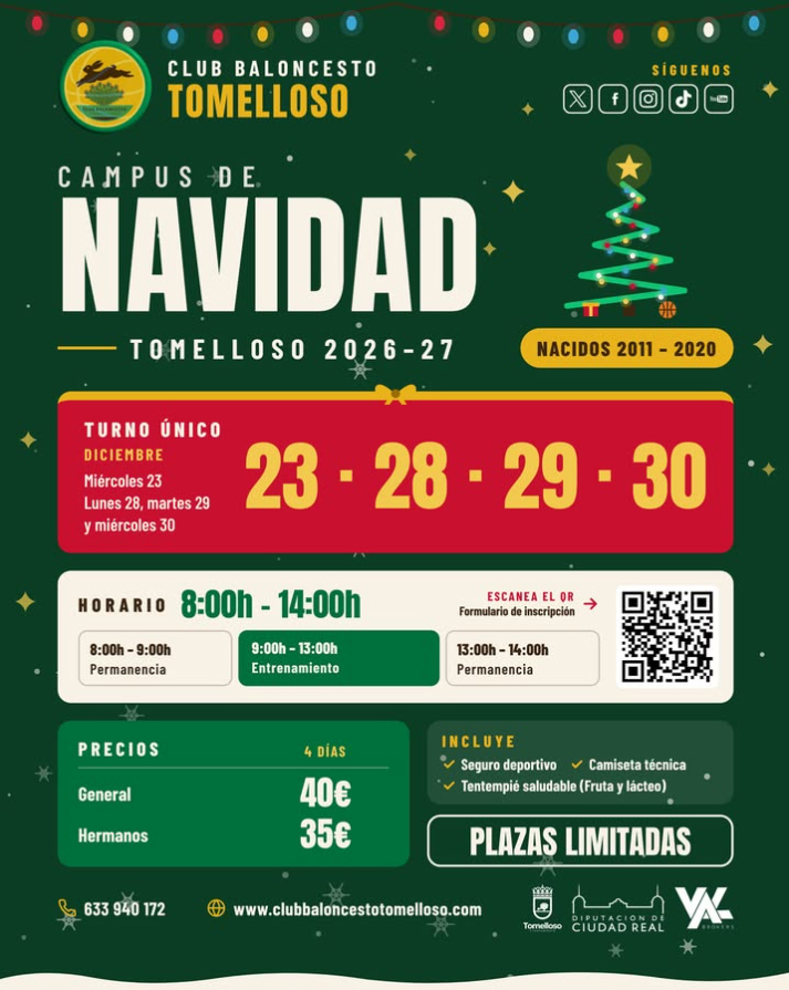 El Club Baloncesto Tomelloso organiza su Campus de Navidad los días 23, 28, 29 y 30 de diciembre 1 campusnavidad baloncesto tomelloso