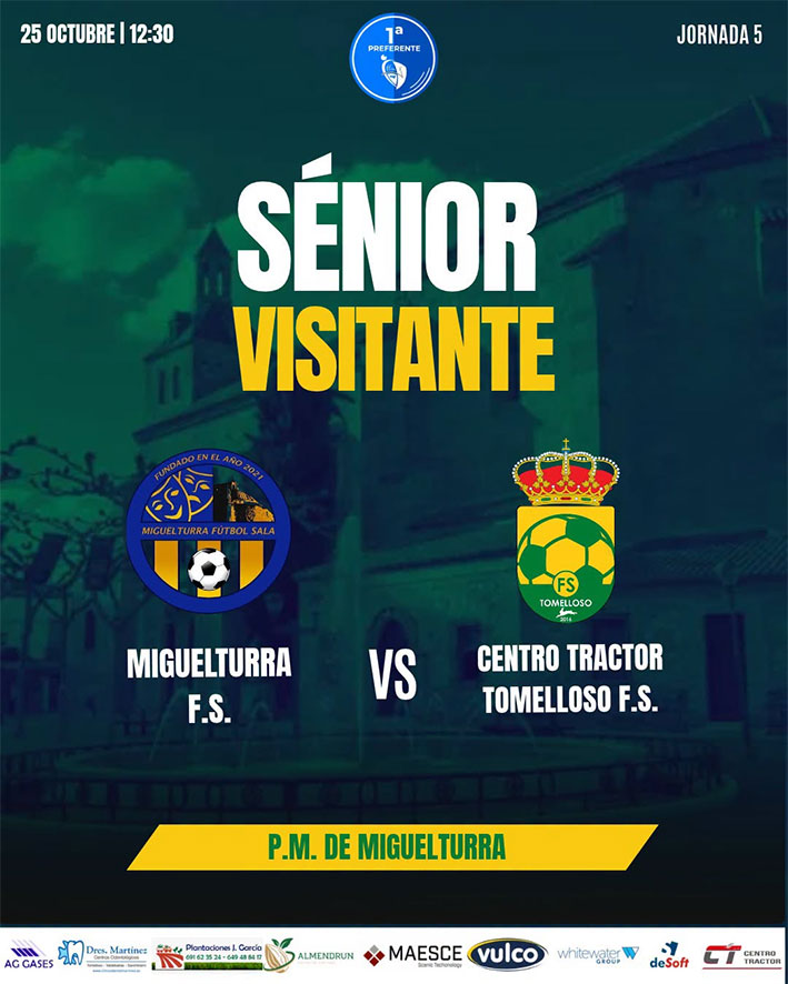 Centro Tractor Tomelloso F.S. visita este domingo a Miguelturra en busca de su tercera victoria consecutiva