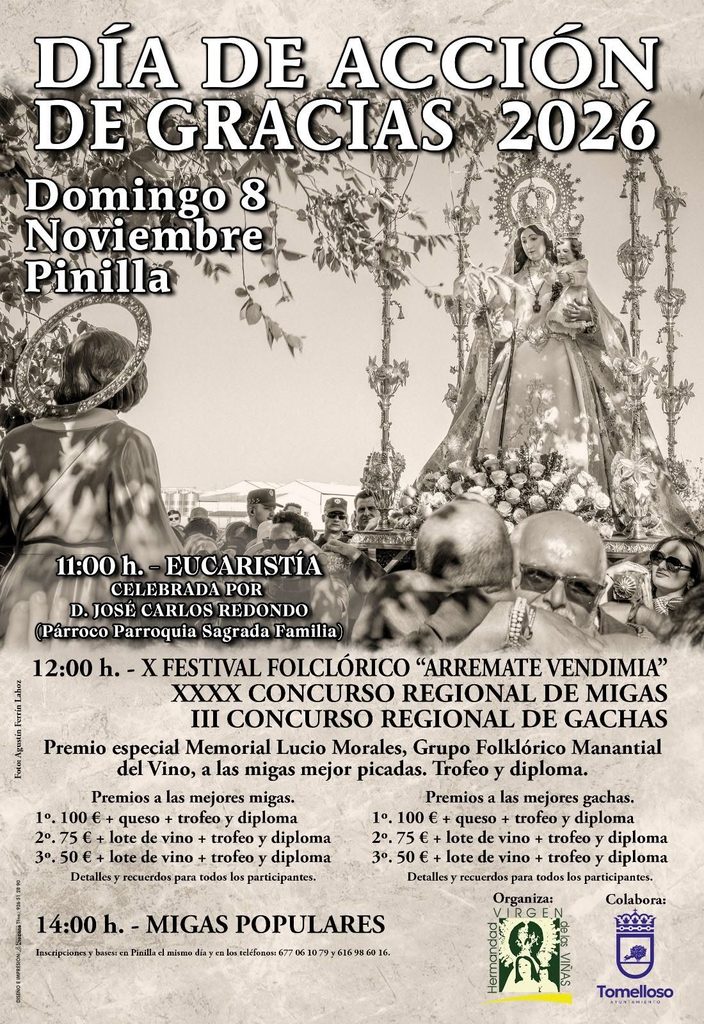 Tomelloso celebrará el Día de Acción de Gracias el 8 de noviembre con eucaristía, concursos de migas y gachas y convivencia en Pinilla 1 dia accion gracias pinilla