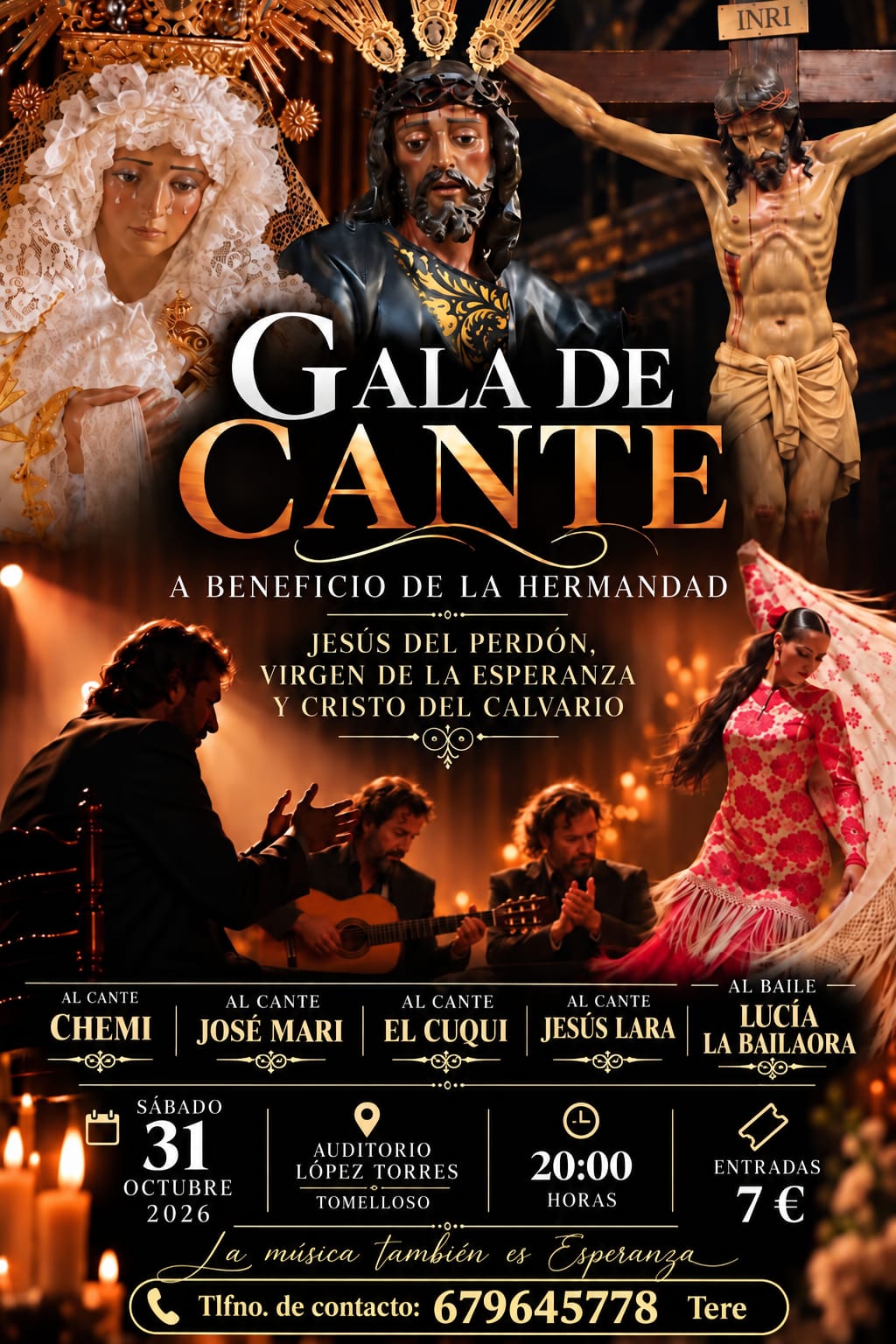 La Gala de Cante reunirá en Tomelloso talento local y flamenco a beneficio de la Hermandad de Jesús del Perdón