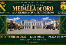 La Guardia Civil de Tomelloso recibirá la Medalla de Oro de la ciudad el próximo sábado 17 de octubre en un acto en la Plaza de España La Guardia Civil de Tomelloso recibirá la Medalla de Oro de la ciudad el próximo sábado 17 de octubre en un acto en la Plaza de España