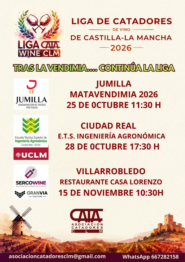 La Liga CATA WINE CLM 2026 retoma su actividad con concursos en Jumilla, Ciudad Real y Villarrobledo 2 ligacatadorescr