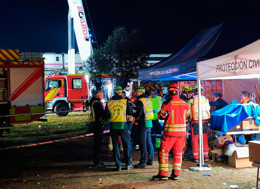 Protección Civil Valdepeñas despliega un dispositivo en el accidente ferroviario de Urda
